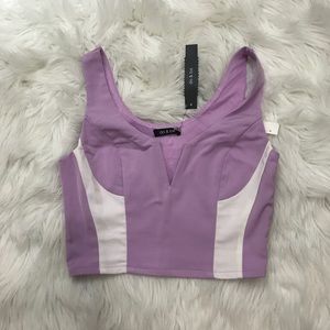 💕3 for $12💕do & be purple and white crop top